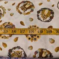 Owl fabric by half yard, owl wreath cotton, harvest quilting cotton, fall quilting fabric, nature se