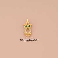18K Gold Owl Charms,CZ Pave Animal Charms Pendants,Owl Charm for DIY Jewelry Making Supply