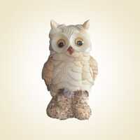 Vintage Seashell Owl Figurine &ndash; Handcrafted Coastal Decor &ndash; 8 cm Tall
