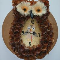 Cute Owl Clock Brown Handmade Crafted And Painted Round Hanging Wall Clock hoo
