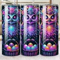 Owl Tumbler Sublimation Design, 20oz Skinny Tumbler Wraps, Straight Tapered PNG, Colorful Owl Design