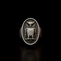Oxidized Silver Owl Ring – Wisdom, Mystery & Night Vision