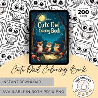 Cute Owl Coloring Book Printable PDF Coloring Pages Fantasy Art Coloring Sheets for Kids Toddlers Pr