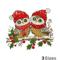 Winter Owls - Machine Embroidery Design - 3 Sizes