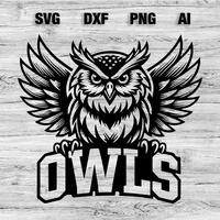 Owls Sports Team Logo SVG, PNG, Dxf, Ai File | Baseball, Basketball, Football, Soccer Design Silhoue