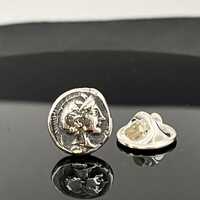 Sterling Silver Owl Lapel Pin: Ancient Greek Mythology Coin Design