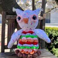Adorable Hand-Crocheted Party Owl Plushie - Soft, Sweet & One-of-a-Kind, Ready To Ship