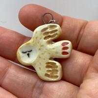 Dainty owl charm – ceramic kawaii owl pendant creamy dainty necklace charm, dainty owl pendant