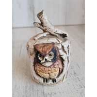 Owl bell scenic bird tree ornament Xmas woods hollow