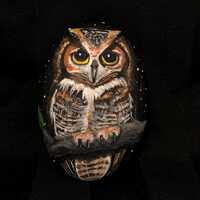 Bird Painted Rock, Great Horned Owl, Rock Art, Paper Weight, Pebble Art, Bird Lovers Gift, Hand Pain