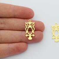 24K Gold Plated Cut Owl Pendant, Animal Jewelry Charms, Jewelry DIY Making Wholesale Supply, Bird Ch