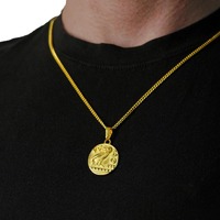 Gold athena greek owl coin necklace, Wild ancient owl of athena goddess medallion mythology pendant,