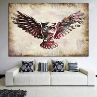 Vintage Owl Wall Art Tribal Bird Print Boho Wildlife Multi Panel Print Abstract Animal Print Rustic 