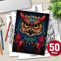 25 Mandala Owls Coloring Pages | Instant Digital Download | Light and Dark PDF Files | Adults and Ki