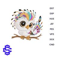 Funky Bird Embroidery Design | Cute Owl Digital Embroidery Pattern | Instant Download for DIY, Cloth