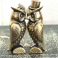 Miniature Brass Owl Couple | Miniature Brass Owl Bride & Groom