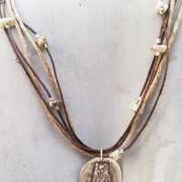 20" Silver Great Horned Owl on Hemp Necklace