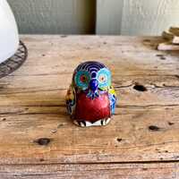Brass Owl / Cloisonn&eacute; Figurine / Colorful Enamel / Colorful Owl / Floral / Multi Color / Owl 
