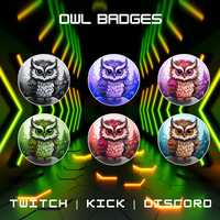 6 Owl Sub Badges: Twitch, YouTube, Discord (Digital Download)