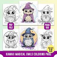 155 Kawaii Magical Owls Coloring Pages: Fun Designs (PDF & PNG)