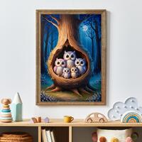 Owl Family Tree Art Print: Cute Owl Poster, Owl Decor, Owl Print, Kids Room Owl Wall Art, Gift for K