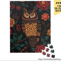 Owl Jigsaw Puzzle, Wildlife Art, Fun Gift for Bird Lovers, 110-1014 Piece Puzzle, Adults, Families, 