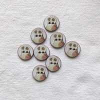 Set of 8 Handmade Ceramic Owl Buttons, 18mm (3/4&rdquo;) Vintage Bird Illustration, Washable, lightw