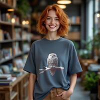 Owl T-Shirt Comfort Colors 1717 Unisex Abstract Snowy Owl Unique Polymer Spiral Aesthetic Dark Acade