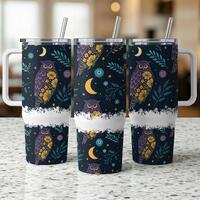 Starry Night Owl Tumbler Wrap: 40oz PNG Design (Digital Download)