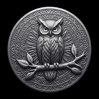 Fichier gravure laser Hibou 3D , Fichier en relief en niveau de gris, pièce en laiton