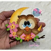 Spring Summer Owl Premade Scrapbooking Embellishment Die Cut 3D  Card Clip Art. hand made