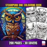 200 Steampunk Owl Coloring Pages | 200 Pages | Adult Coloring | Kids Coloring | Printable Page | PDF