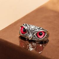 Silver Owl Eye Ring | Owl Lovers Gift | Adjustable Gothic Ring | Vintage Style Owl Ring | Owl Eye Je