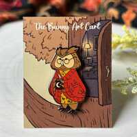 Grandma Owl Enamel Pin – Cozy Forest Morning Vibes