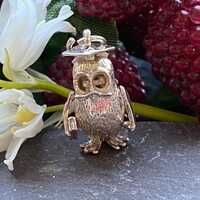 Vintage Silver Wise Owl Pendant or Charm.