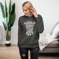 Horned Owl • Tangly Abstract Botanical Bird • Original Art Crew Neck Sweatshirt