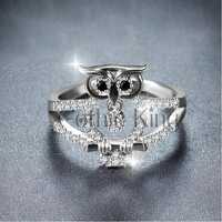 Gothic Owl Ring: 0.40 Carat Black Sapphire, Sterling Silver