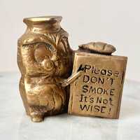Please Don’t Smoke Small Brass Wise Owl Statue