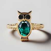 Oval Emerald Engagement Ring Unique Owl Design 925 Silver Yellow Gold Ring Bridal Promise Ring Natur