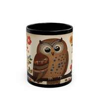 Owl Mug | Folk Art Bird Illustration | Whimsical Rustic Design for Bird Lovers | Owl Lover | Gift fo