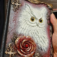 Handmade 3D Owl Resin Journal: Vintage Dark Fantasy Notebook