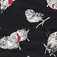 Japanese Fabric - Cosmo Textiles - Owls on Black - 100% cotton oxford