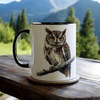 Owl Mug, Bird Lover Gift, Forest Animal Coffee Mug 11oz, Nature Wildlife Mug, Ceramic Owl Cup, Birdw