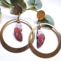 OWL Hoop wood earrings | barn owl Earrings | bird Earrings | Dangle painted Earrings | Handpainted j