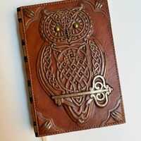 Owl leather journal notebook cover Blank hardcover book Hardcover refillable journal Luxury travel j