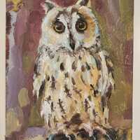 Owl Animal Painting 6 by 8'' Oil Painting Original Artwork