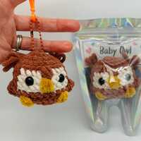 Baby Owl Plushie Backpack Buddy Plushie  Keychain Optional Chunky Owl Backpack Buddy Keychain Sensor