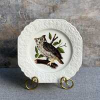 Vintage Lord Nelson Pottery Owl Plate | Embossed Square Display Plate | Bird Lovers Gift