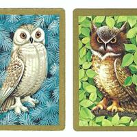 OWLS (2) Vintage Single Swap Playing Cards Paper Ephemera