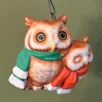 Vintage Happy Christmas Owl Ornament